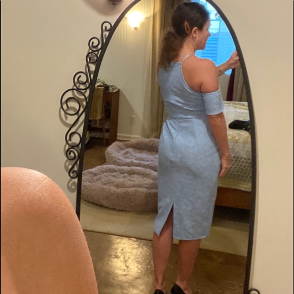 Light blue lace one shoulder midi dress - Picture 3 of 8